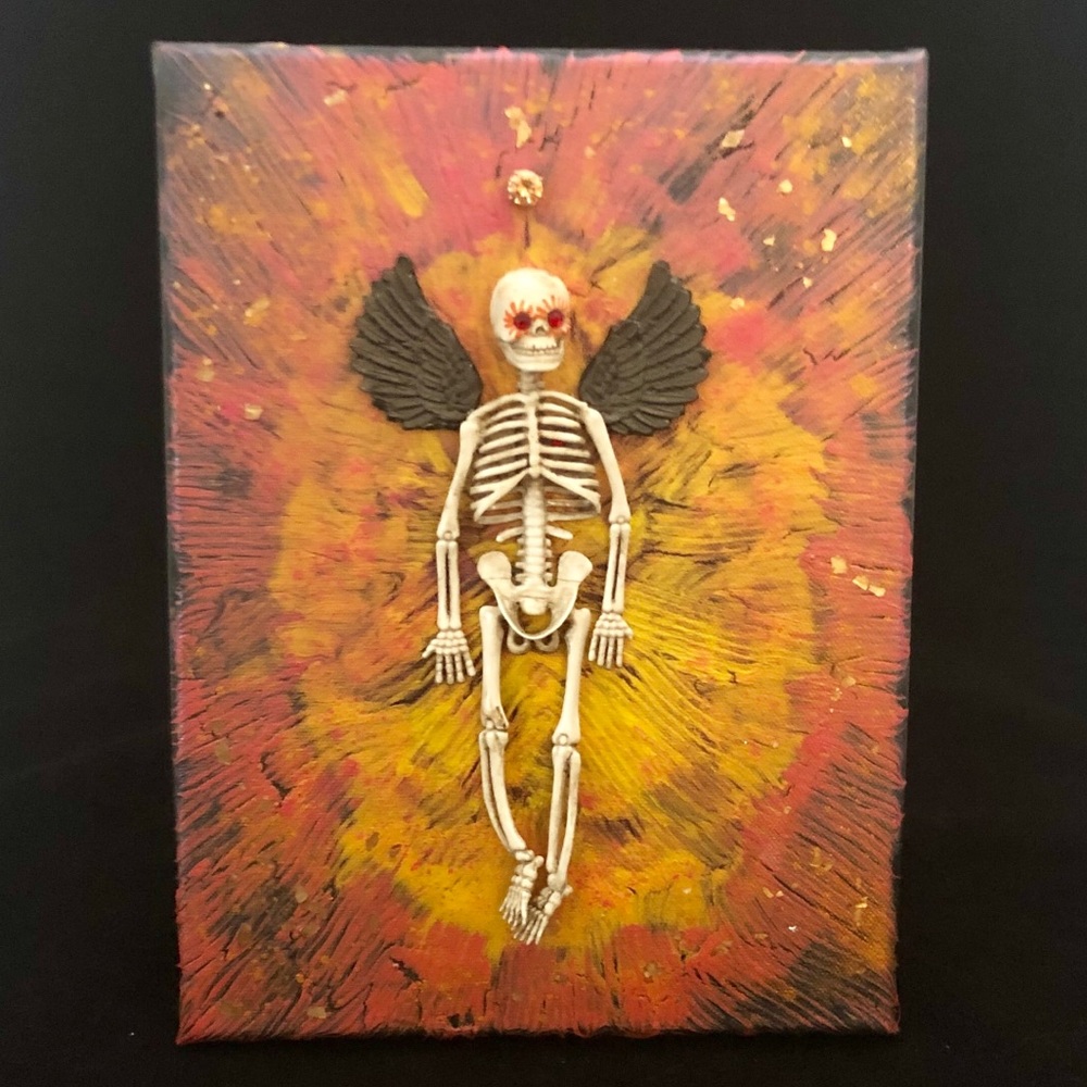 Dia De Los Muertos Skeleton Mixed Media Canvas